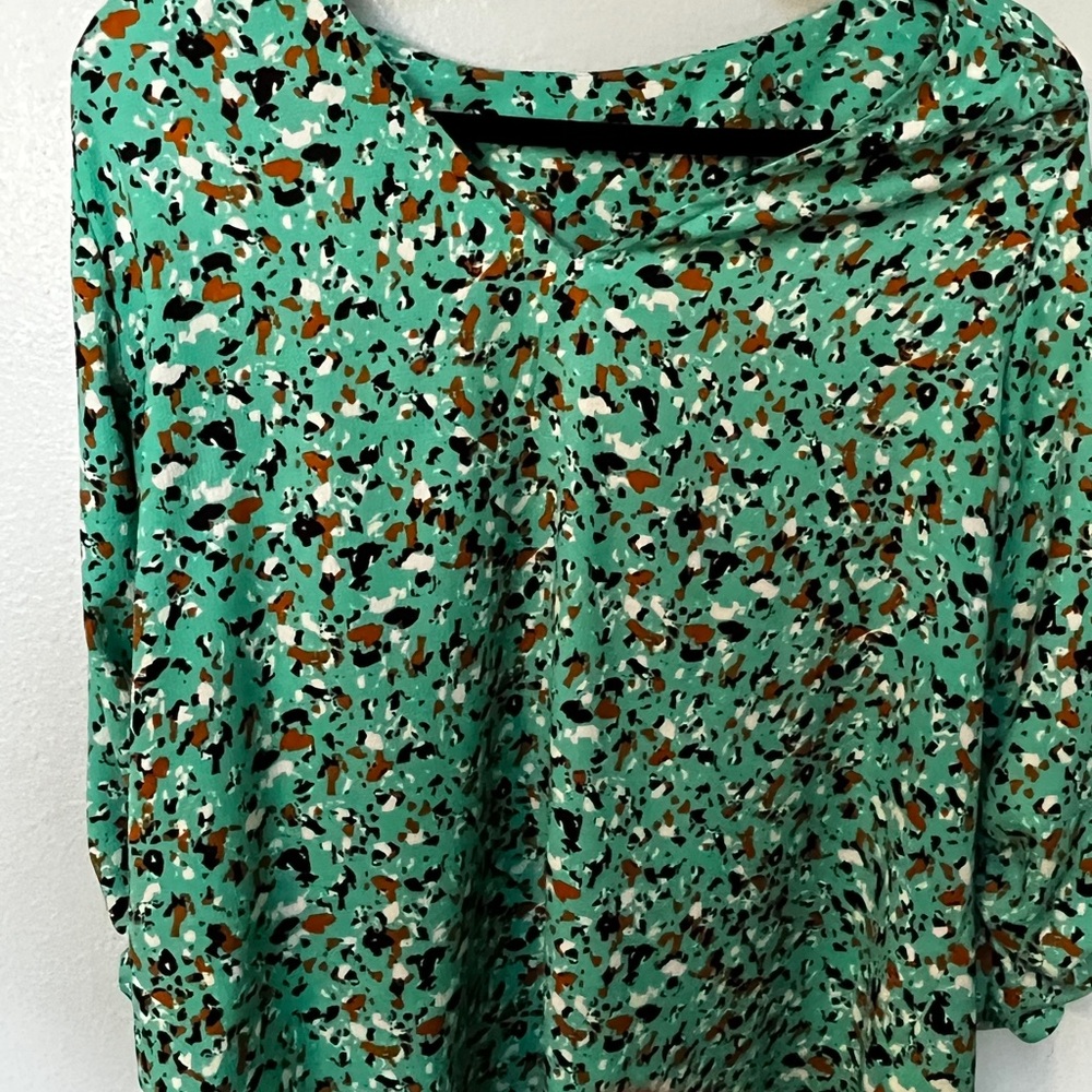 Joie Green and Brown Patterned Blouse